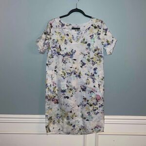 J Jill Love Linen 100% linen floral midi dress shift dress Women’s XS New